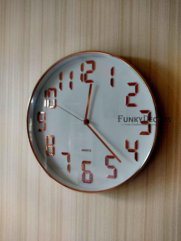 Funkytradition White Golden Minimal Wall Clock Watch Decor For Home Office And Gifts 30 Cm Tall