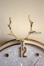 Load image into Gallery viewer, Funkytradition White Golden Reindeer Pendulum Wall Clock Watch Decor For Home Office And Gifts 65 Cm
