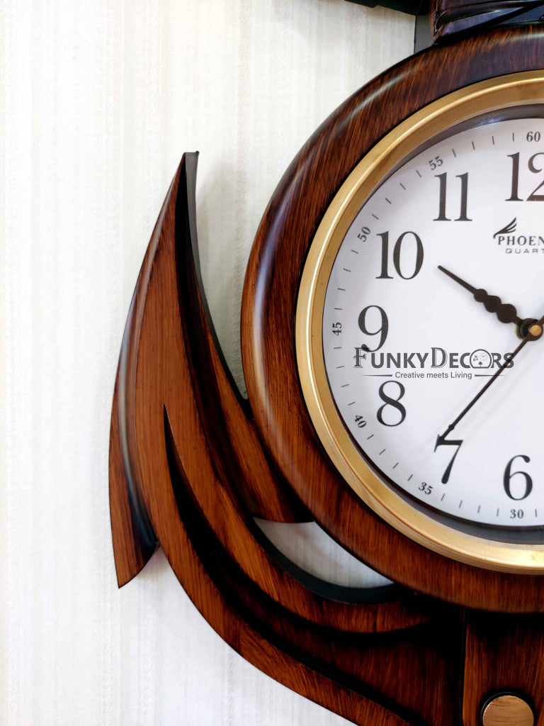 Funkytradition Wooden Style Anchor Wall Clock Watch Décor For Home Office Decor And Gifts 60 Cm Tall