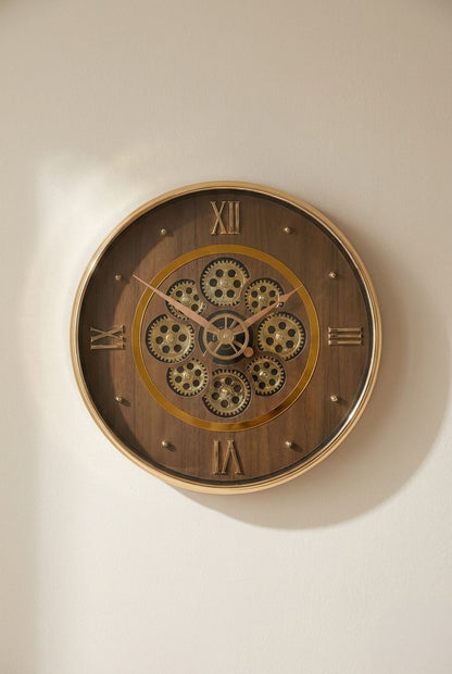 Modern Luxury Skeleton Wall Clock 14 Inch – Silent Quartz Roman Numeral Design