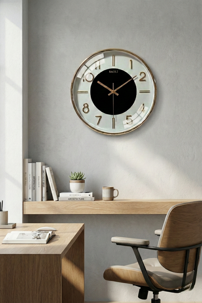 Premium Gold Metal Wall Clock with 3D Numbers | Silent Quartz | 15×15 Inch