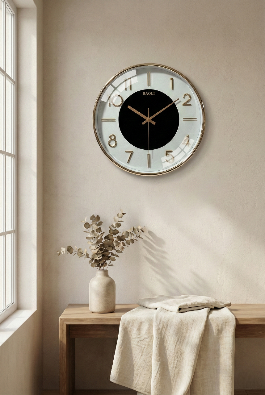 Premium Gold Metal Wall Clock with 3D Numbers | Silent Quartz | 15×15 Inch