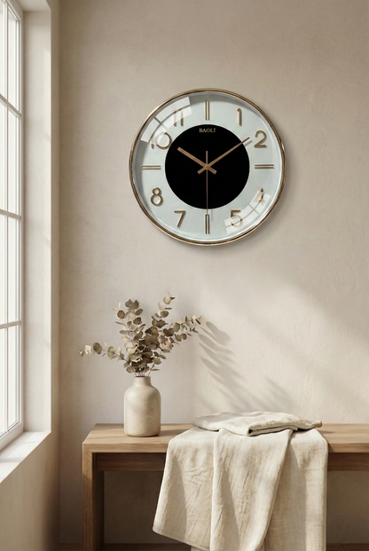 Premium Gold Metal Wall Clock with 3D Numbers | Silent Quartz | 15×15 Inch
