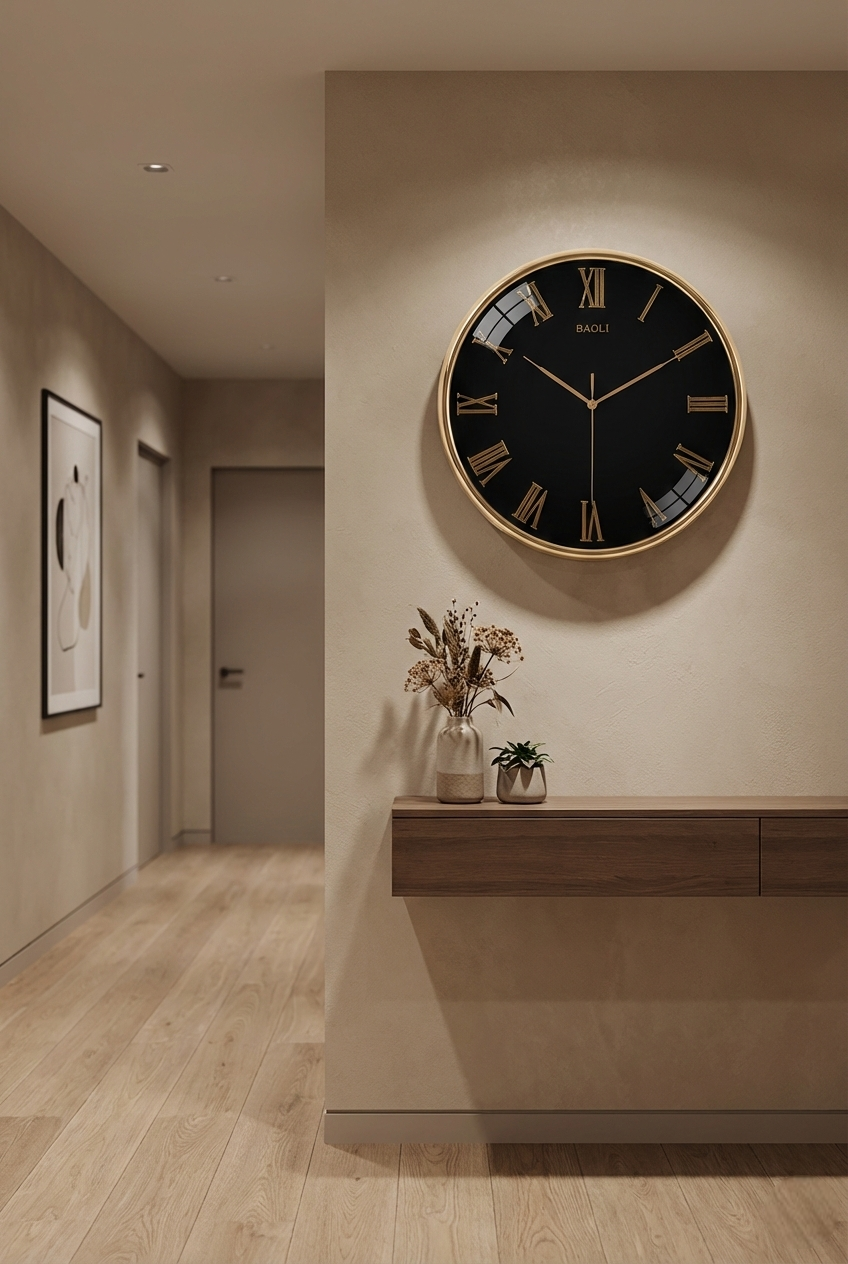 Luxury Gold Wall Clock – 14x14 Inch (Black &amp; White Dial)
