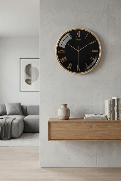 Luxury Gold Wall Clock – 14x14 Inch (Black & White Dial)