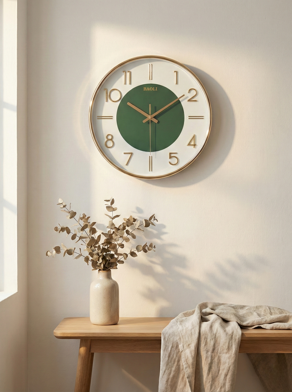 Premium Gold Metal Wall Clock with 3D Numbers | Silent Quartz | 15×15 Inch