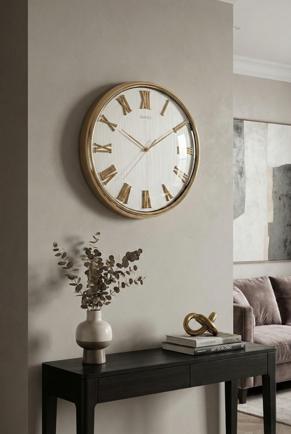 Luxury Gold Wall Clock – 14x14 Inch (Black & White Dial)