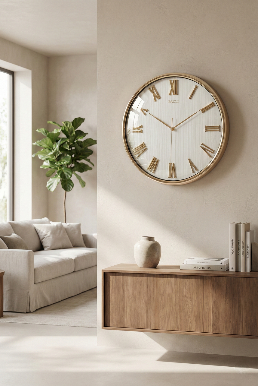 Luxury Gold Wall Clock – 14x14 Inch (Black &amp; White Dial)