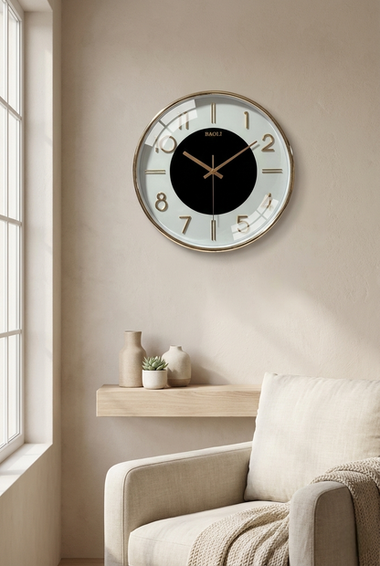 Premium Gold Metal Wall Clock with 3D Numbers | Silent Quartz | 15×15 Inch