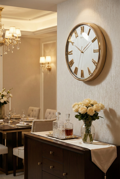 Luxury Gold Wall Clock – 14x14 Inch (Black & White Dial)