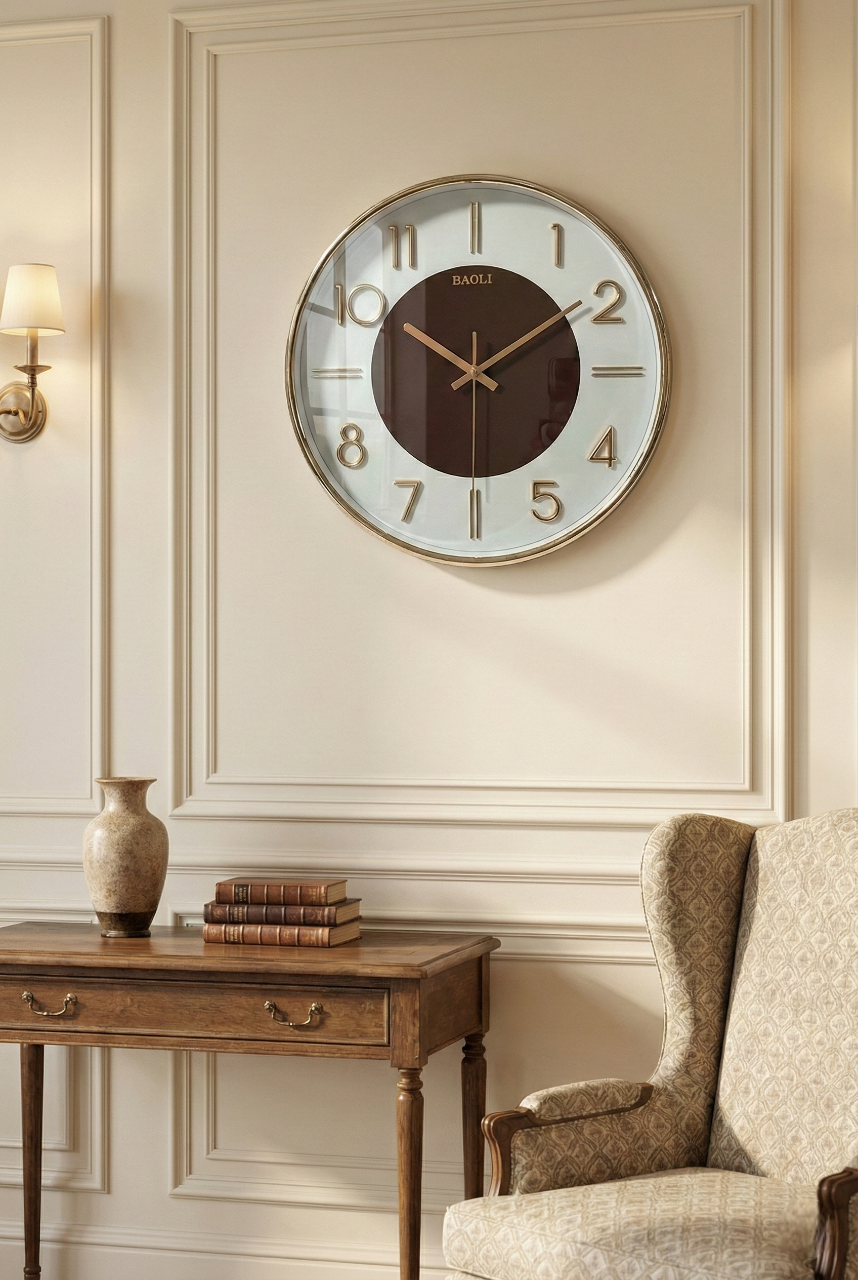 Premium Gold Metal Wall Clock with 3D Numbers | Silent Quartz | 15×15 Inch