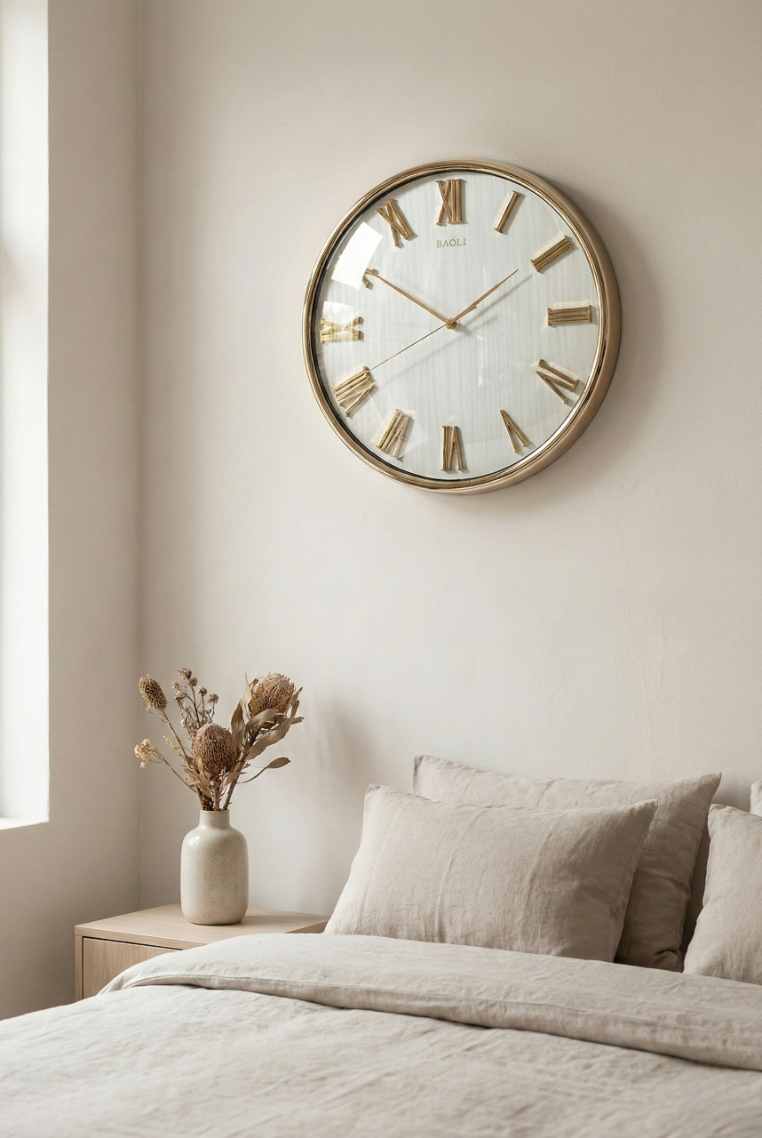Luxury Gold Wall Clock – 14x14 Inch (Black &amp; White Dial)