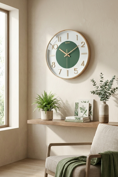 Premium Gold Metal Wall Clock with 3D Numbers | Silent Quartz | 15×15 Inch