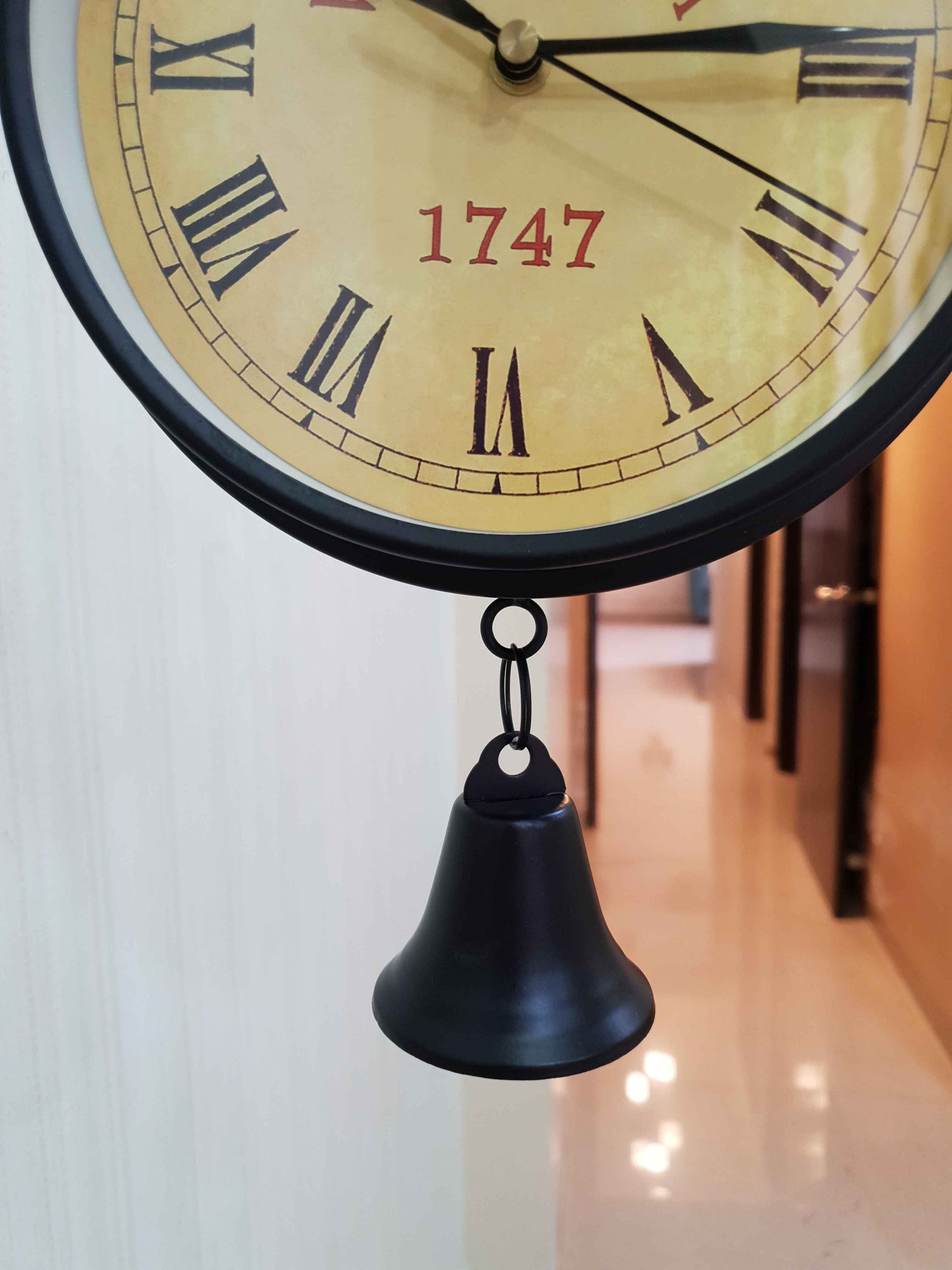 FunkyDecors Luxury Look Black Round Wall Hanging Double Sided 2 Faces Retro Victoria Station Wall Clock