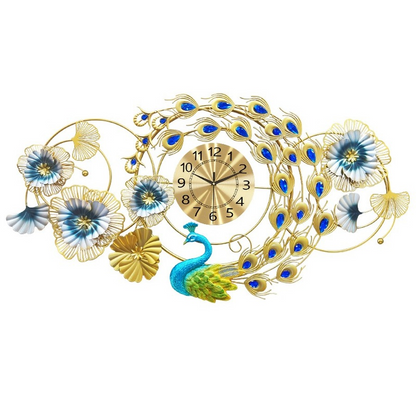 3D Designer Big Peacock Colorful Metal Wall Clock- FunkyTradition