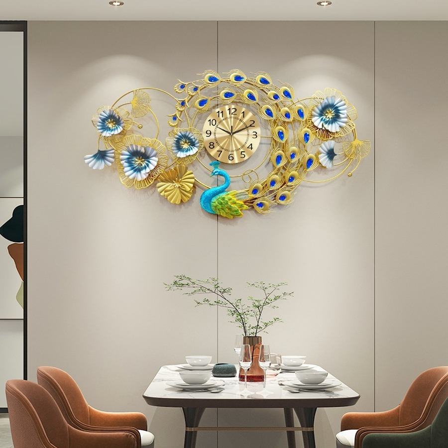 3D Designer Big Peacock Colorful Metal Wall Clock- FunkyTradition