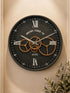 40 CM premium metal moving gear wall clock with black finish and Roman numerals