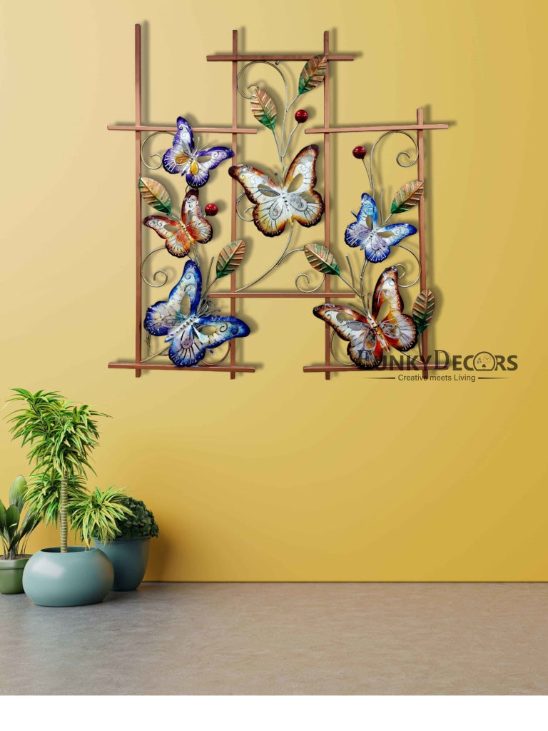 6 Butterflies Metal Wall Art With Led Light - Funkydecors