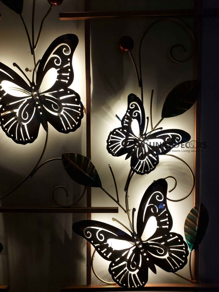 6 Butterflies Metal Wall Art With Led Light - Funkydecors