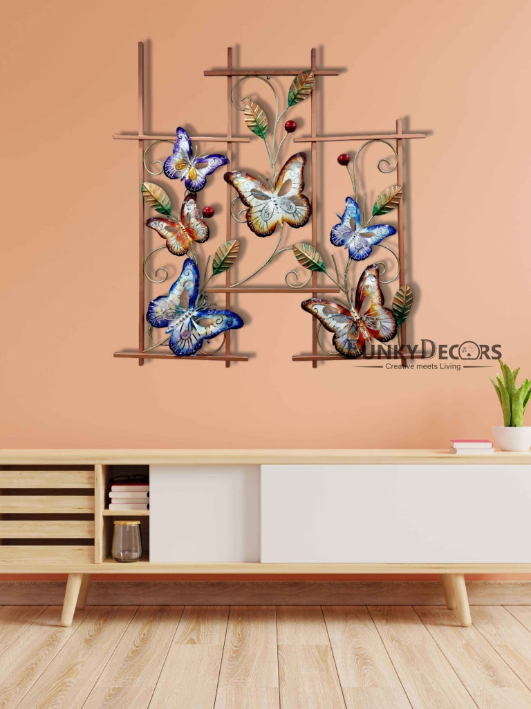 6 Butterflies Metal Wall Art With Led Light - Funkydecors