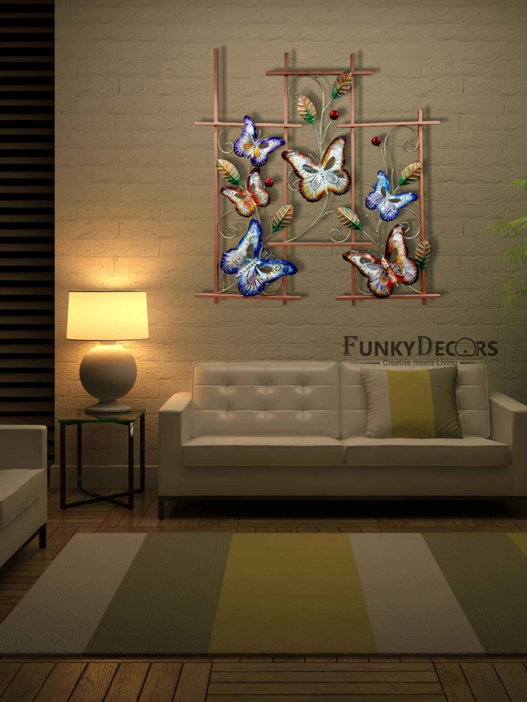 6 Butterflies Metal Wall Art With Led Light - Funkydecors