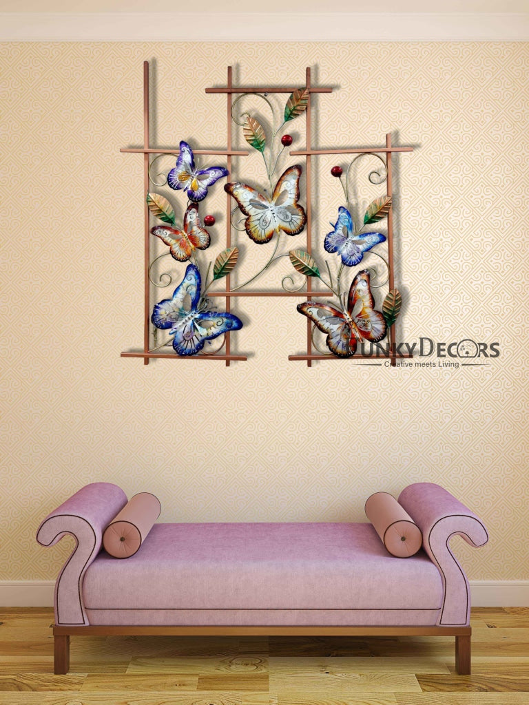 6 Butterflies Metal Wall Art With Led Light - Funkydecors