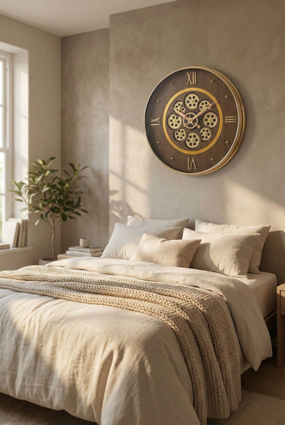 Modern Luxury Skeleton Wall Clock 14 Inch – Silent Quartz Roman Numeral Design