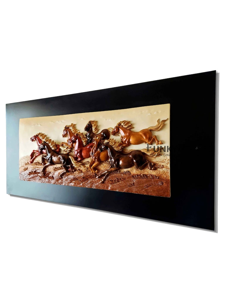 8 Horses Modern 3D Stone Carving Wall Art- Funkydecors