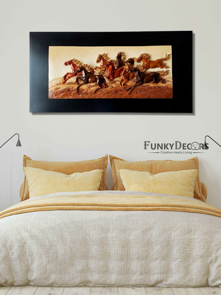 8 Horses Modern 3D Stone Carving Wall Art- Funkydecors