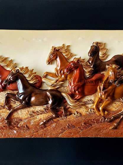 8 Horses Modern 3D Stone Carving Wall Art- Funkydecors