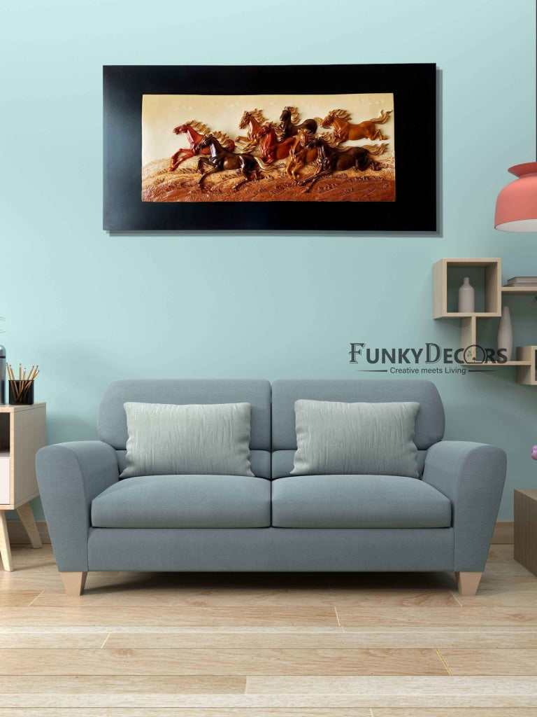 8 Horses Modern 3D Stone Carving Wall Art- Funkydecors