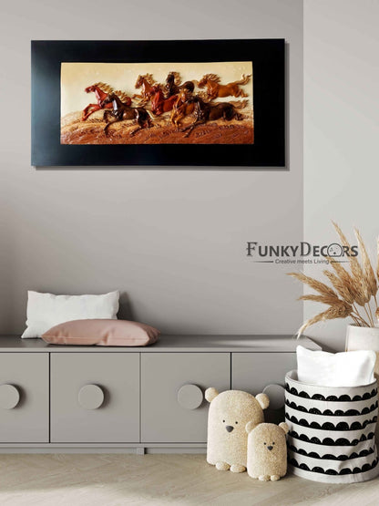 8 Horses Modern 3D Stone Carving Wall Art- Funkydecors