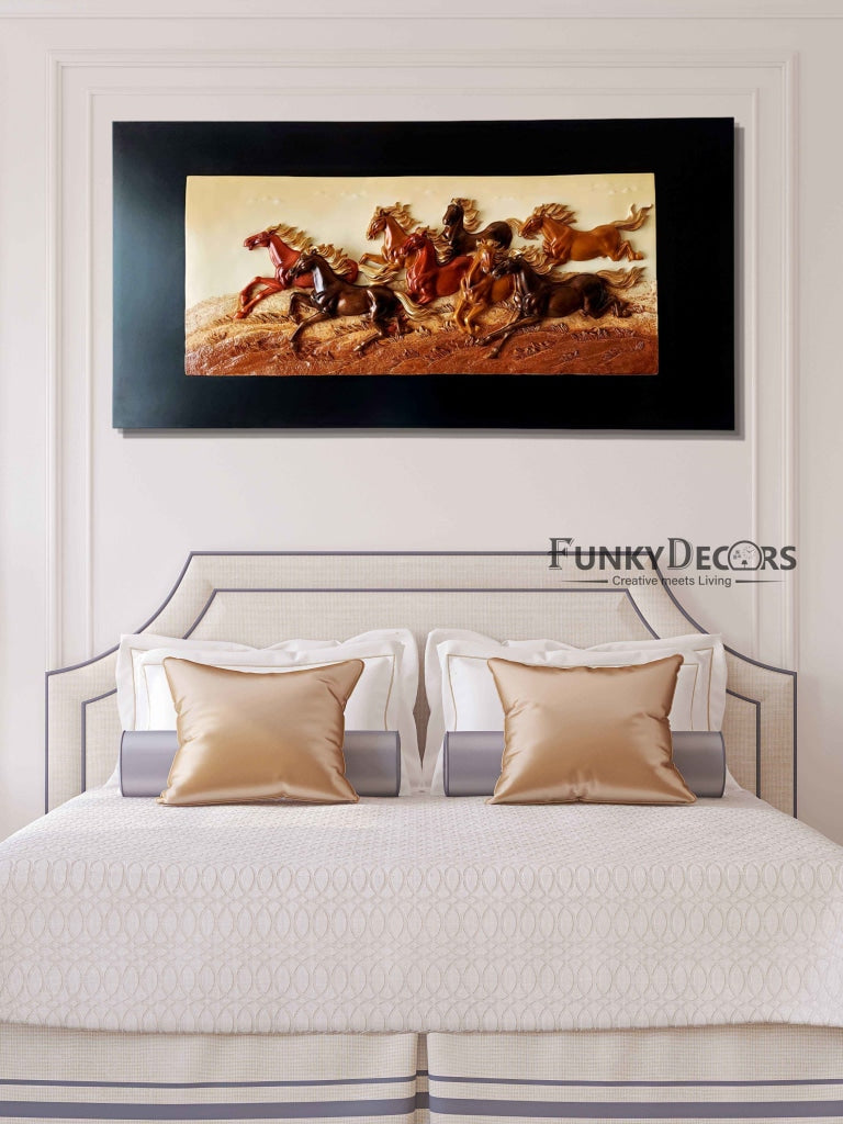 8 Horses Modern 3D Stone Carving Wall Art- Funkydecors