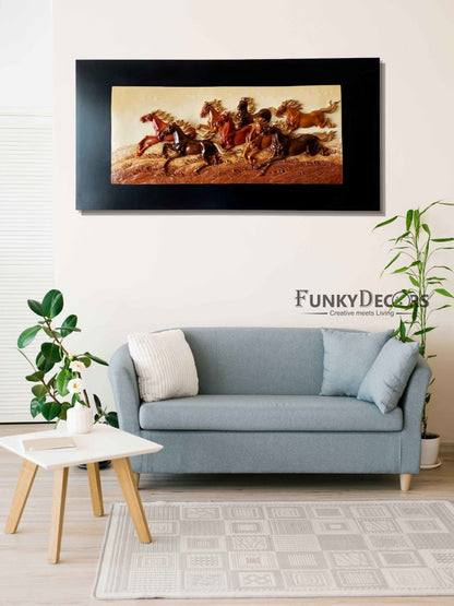 8 Horses Modern 3D Stone Carving Wall Art- Funkydecors