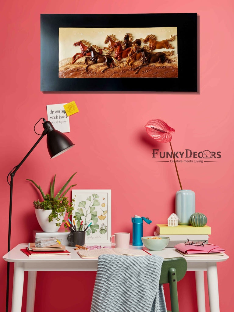 8 Horses Modern 3D Stone Carving Wall Art- Funkydecors