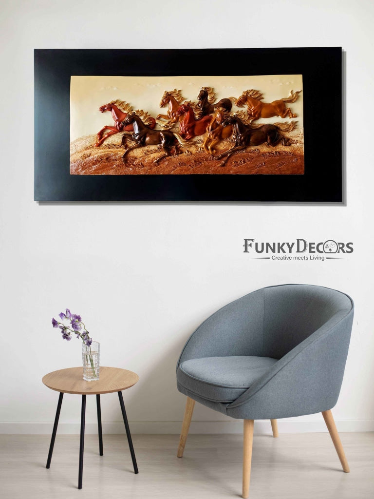 8 Horses Modern 3D Stone Carving Wall Art- Funkydecors