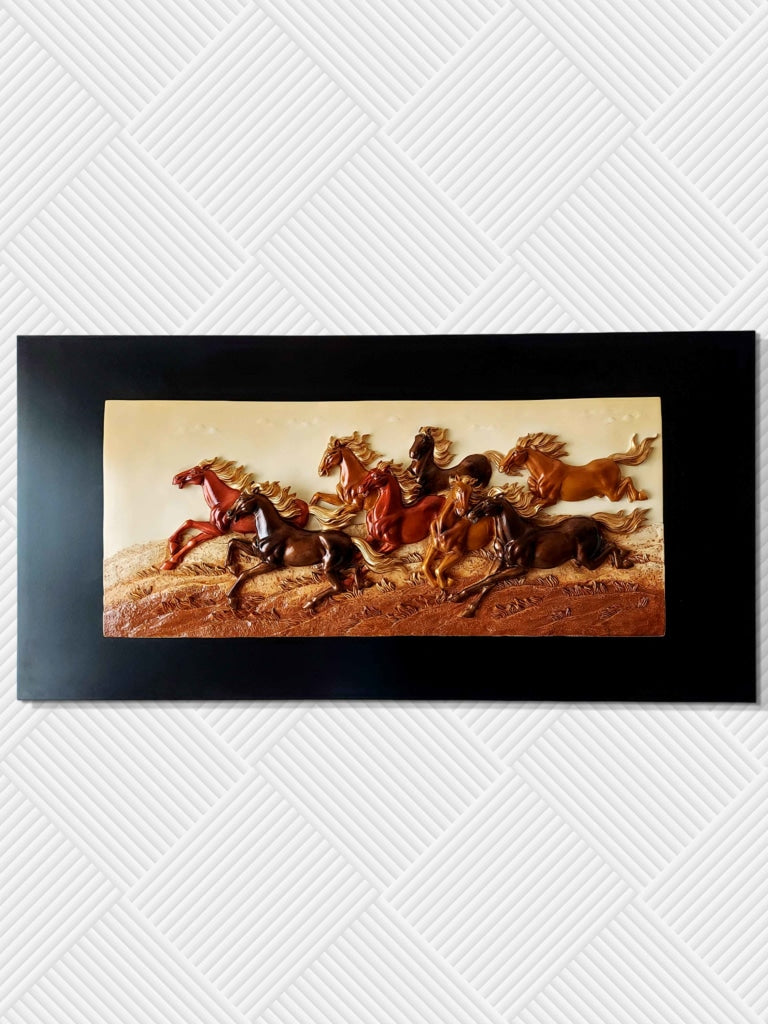 8 Horses Modern 3D Stone Carving Wall Art- Funkydecors