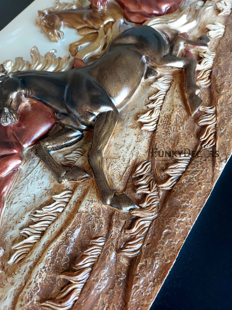 8 Horses Modern 3D Stone Carving Wall Art- Funkydecors