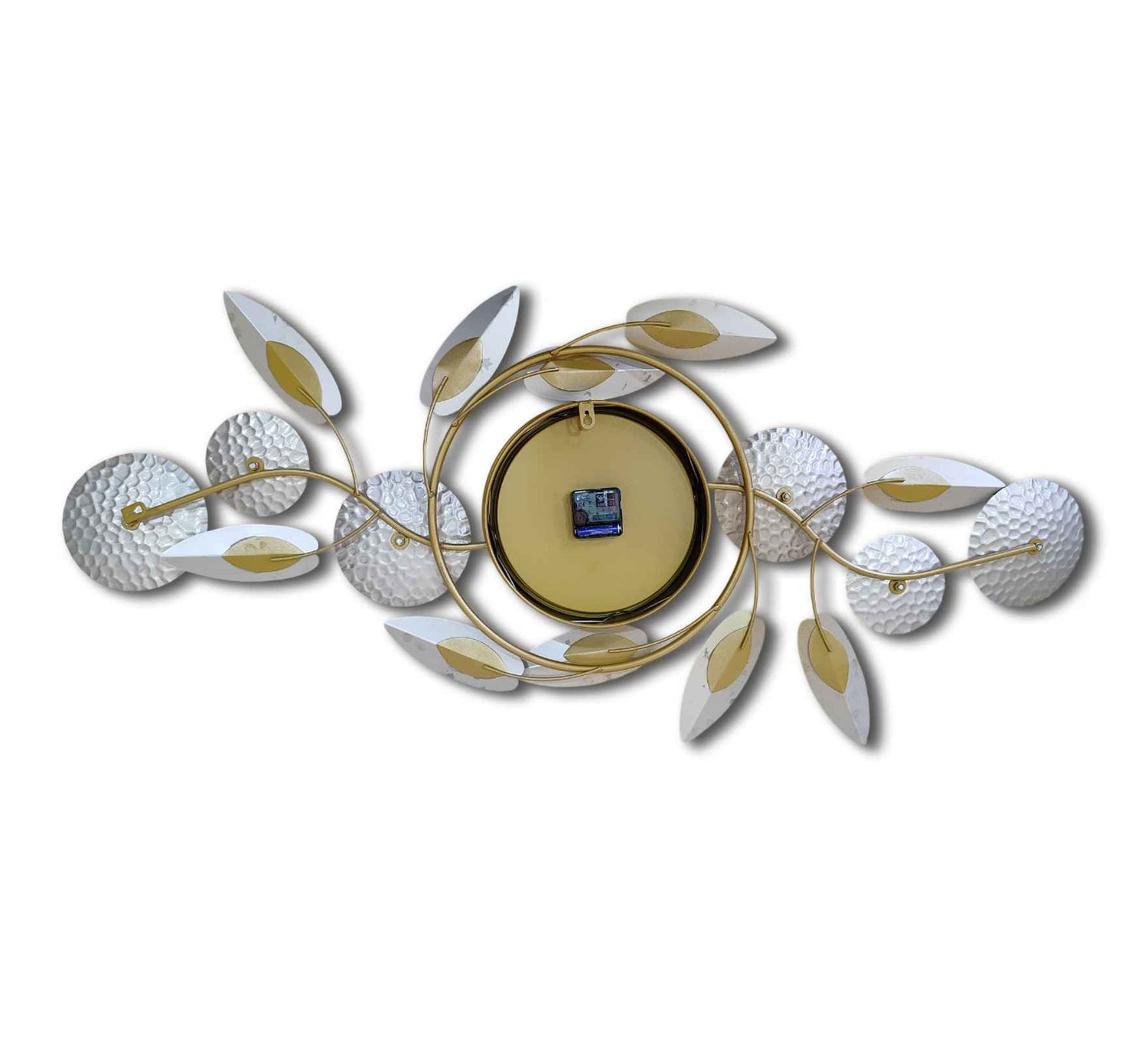 Luxurious Gold Metal Wall Clock – 48 Inch Decorative Floral Leaf Design, Large Modern Wall Art for Living Room, Office &amp; Home Décor