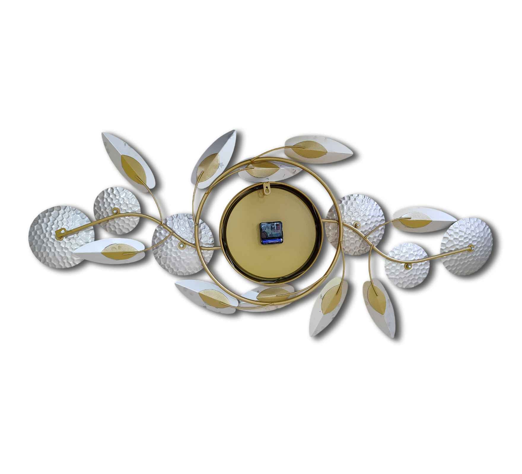 Luxurious Gold Metal Wall Clock – 48 Inch Decorative Floral Leaf Design, Large Modern Wall Art for Living Room, Office &amp; Home Décor