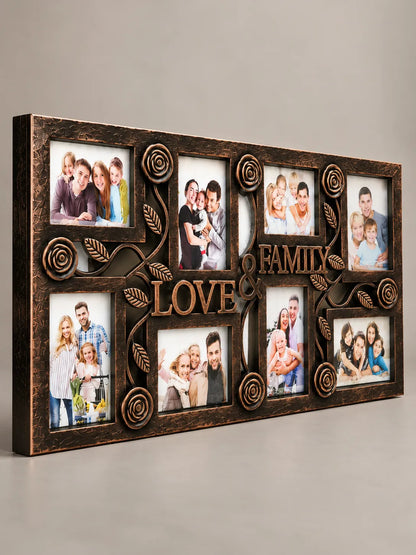 Antique Bronze Love &amp; Family Photo Frame – Multi-Photo Wall Frame | 70 × 34 cm