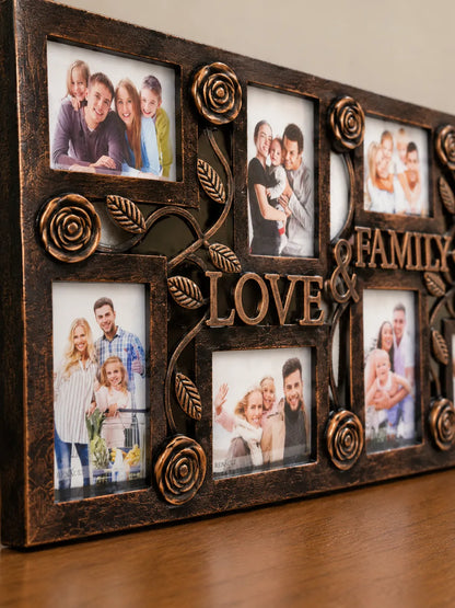 Antique Bronze Love &amp; Family Photo Frame – Multi-Photo Wall Frame | 70 × 34 cm
