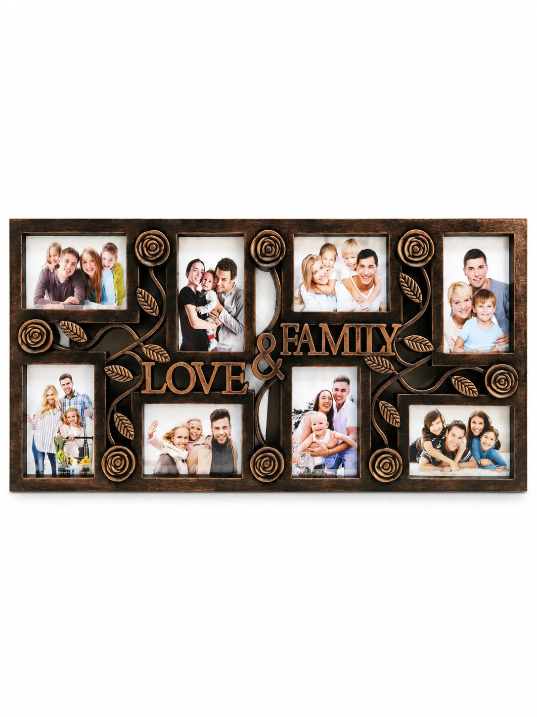 Antique Bronze Love &amp; Family Photo Frame – Multi-Photo Wall Frame | 70 × 34 cm