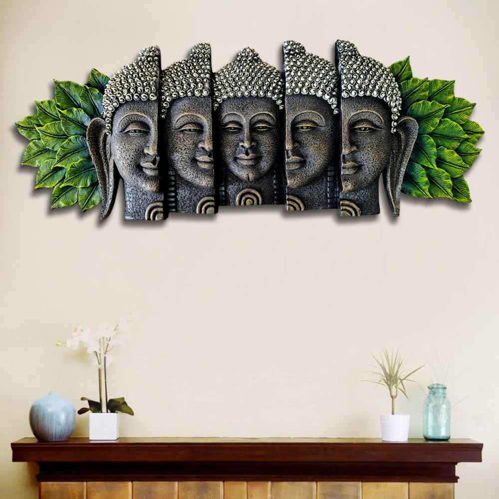 Serene Buddha Wall Art Panel – Stone Finish Décor | 87x33x6 cm (34x13x2.3 in)