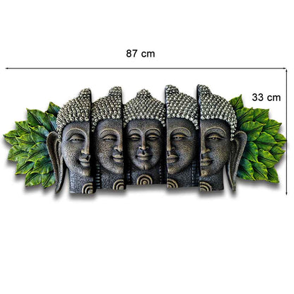 Serene Buddha Wall Art Panel – Stone Finish Décor | 87x33x6 cm (34x13x2.3 in)