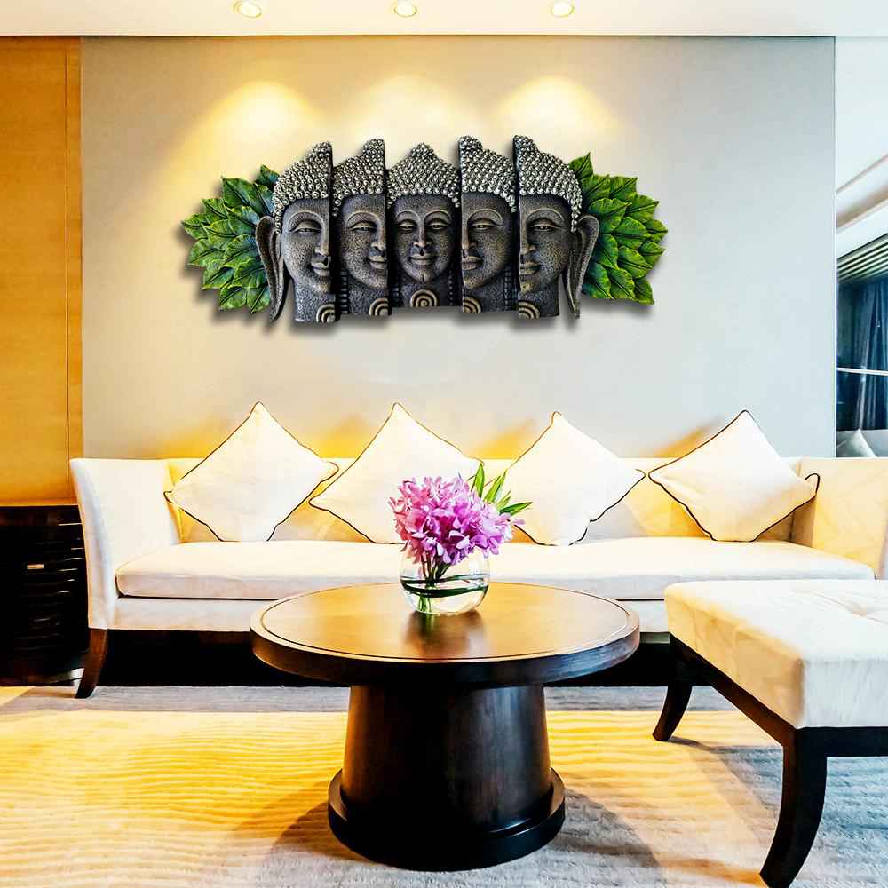 Serene Buddha Wall Art Panel – Stone Finish Décor | 87x33x6 cm (34x13x2.3 in)