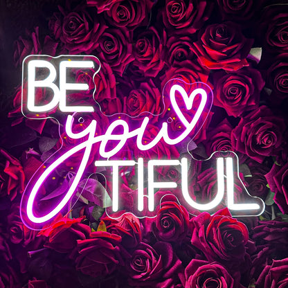 BeYouTiful Beautiful Neon Sign For Restaurant Bar Wedding Proposal Wall Decor- FunkyDecors