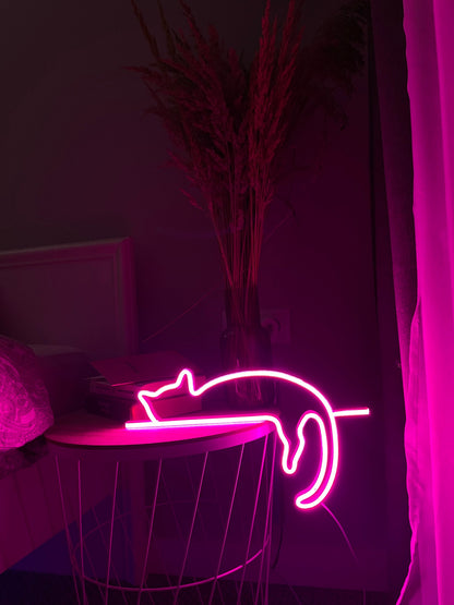 Cat Neon Sign Art Decor | Neon Light Wall Art Signs Cute Cat Decor, Gift LED Neon Lights, Cat Wall Custom Neon Decor Neon Custom Desk Light | FunkyDecors