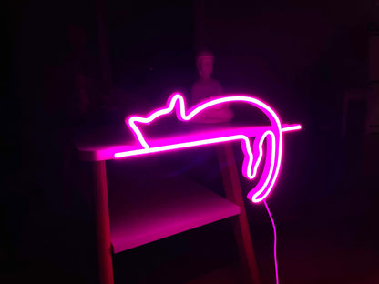 Cat Neon Sign Art Decor | Neon Light Wall Art Signs Cute Cat Decor, Gift LED Neon Lights, Cat Wall Custom Neon Decor Neon Custom Desk Light | FunkyDecors