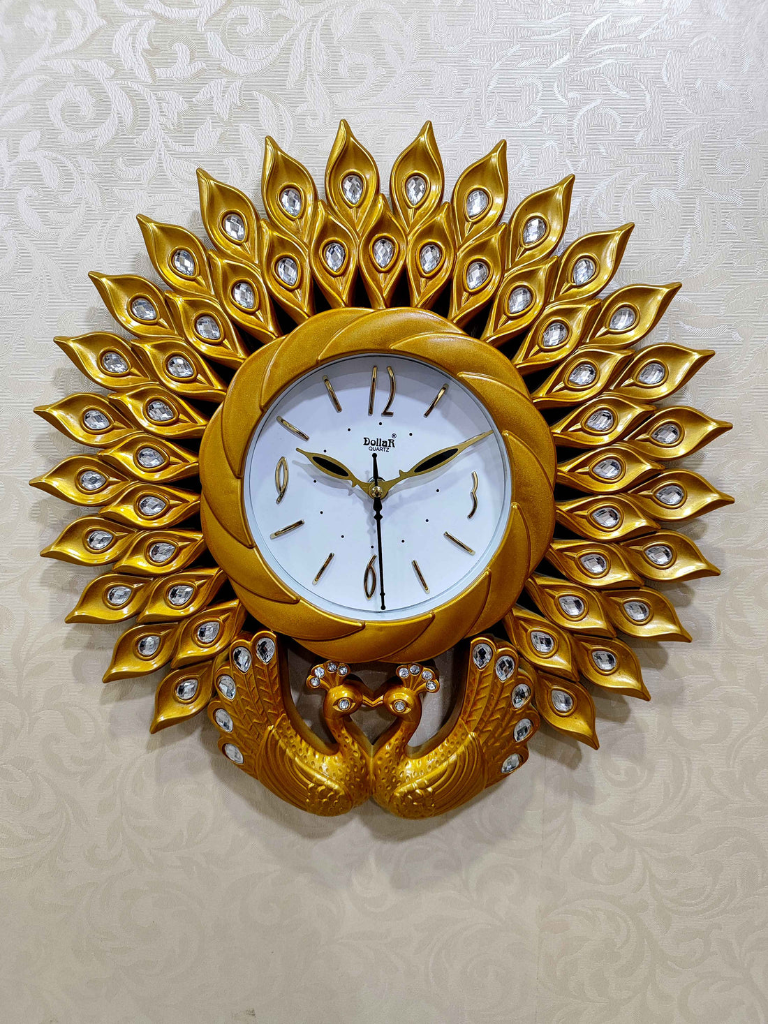 Peacock Wall Clock – Luxury Decorative 3D Designer Clock in Golden &amp; Brown